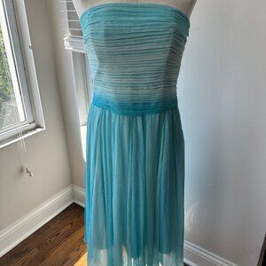 Vintage Laundry by Shelli Segal Ombre Aqua Blue Chiffon Dress Women's Size 8